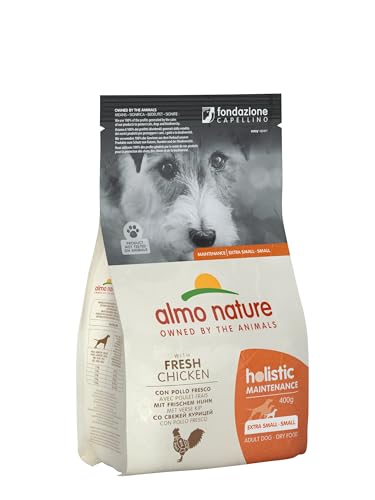 Almo Nature Holistic Adult Dog Maintenance XS/Small mit Huhn und Reis- Komplett-Trockenfutter für ausgewachsene Hunde kleiner Rassen -6er pack (6x400g) von almo nature