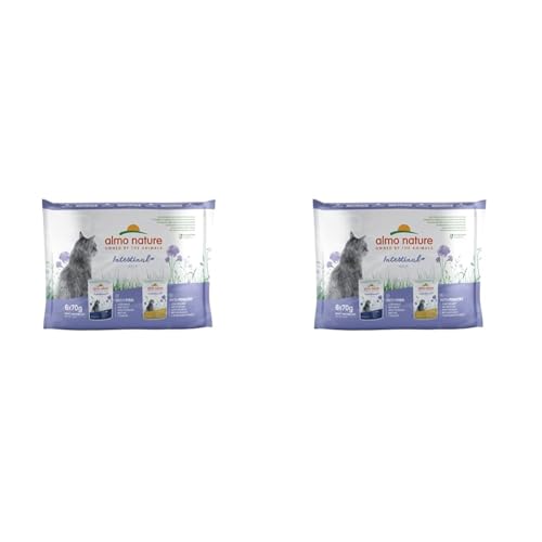 Almo Nature Multipack Holistic Digestive Help 3 x Mit Fisch - 3 x Mit Geflügel. Alleinfutter für Erwachsene Katzen,Nassfutter 12er Pack (6x70g) von almo nature
