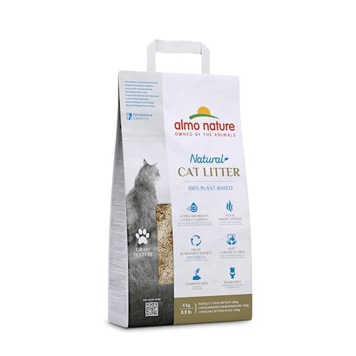 Almo Nature Natural Cat Litter Grain Texture - Klumpende Katzenstreu, 100% pflanzlich, biologisch abbaubar, ergiebig und gegen Gerüche. Sack 4Kg von almo nature