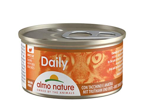 almo nature Daily Grain Free Katzenfutter, Häppchen mit Truthahn und Ente, Alleinfutter für Katzen, Nassfutter (ohne hinzugefügtes Getreide) 24er Pack (24 x 85g) von almo nature