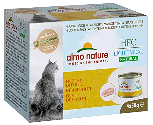 HFC Natural Light Meal Katzenfutter für ausgewachsene Katzen- Hühnerfilet 50 g x 4 stück, 200 g von almo nature