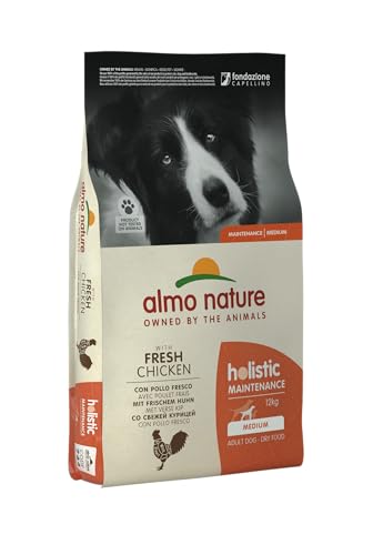 Almo Nature Holistic Adult Dog Maintenance Medium mit Frischem Huhn - Komplett Trockenfutter für ausgewachsene Hunde -mittelgrosser Rassen - 12kg von almo nature