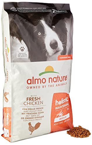 Almo Nature Holistic Adult Dog Maintenance Medium mit Frischem Huhn - Komplett Trockenfutter für ausgewachsene Hunde -mittelgrosser Rassen - 12kg von almo nature