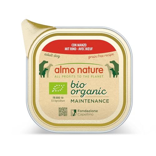 Almo Nature Bio Organic Maintenance Komplett Nassfutter für Hunde mit Rind, 32er Pack (32 x 100 g) von almo nature