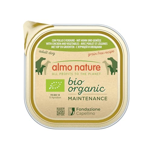 Almo Nature Bio Organic Maintenance Nassfutter für Hunde mit Huhn und Gemüse, 9er Pack (9 x 300 g) von almo nature