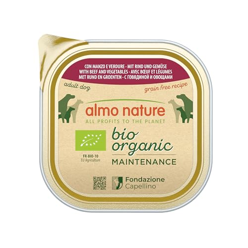 Almo Nature Bio Organic Maintenance Nassfutter für Hunde mit Rind und Gemüse, 9er Pack (9 x 300 g) von almo nature