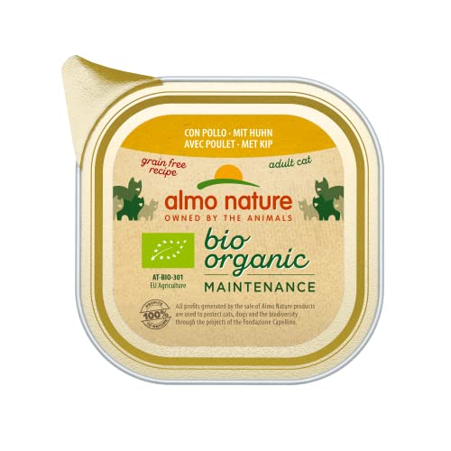 almo nature Bio Organic Maintenance nass für Katzen - mit Huhn 85 g x 19 stück, 1.62 kg von almo nature