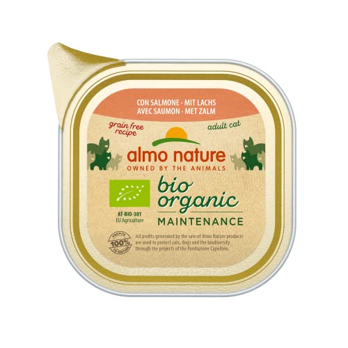 Almo Nature Bio Organic Maintenance nass für Katzen - mit Lachs 85 g x 19 stück, 1.62 kg von almo nature