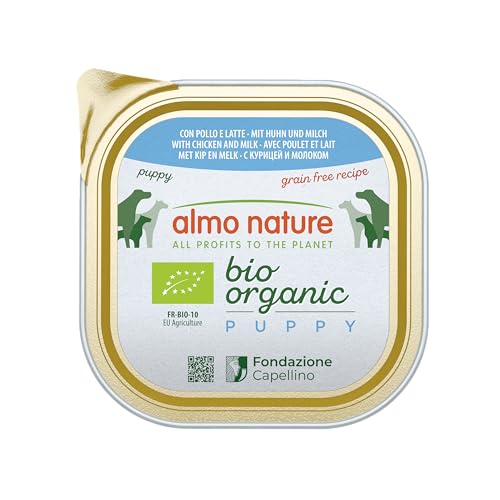 Almo Nature Bio Organic Puppy Nassfutter mit Huhn, 9er Pack (9 x 300 g) von almo nature