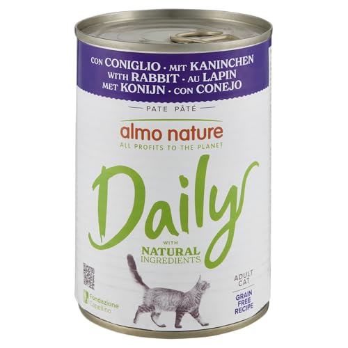 Almo Nature Daily Grain Free Katzenfutter, Mousse mit Kaninchen, Alleinfutter für Katzen, Nassfutter 24er Pack (24 x 85g) von almo nature