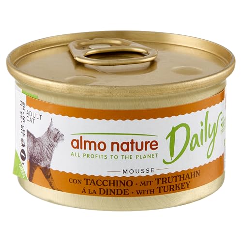 Almo Nature Daily Grain Free Katzenfutter, Mousse mit Truthahn, Alleinfutter für Katzen, Nassfutter 24er Pack (24 x 85g) von almo nature