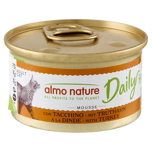 almo nature Daily Grain Free Katzenfutter, Mousse mit Truthahn, Alleinfutter für Katzen, Nassfutter 24er Pack (24 x 85g) von almo nature