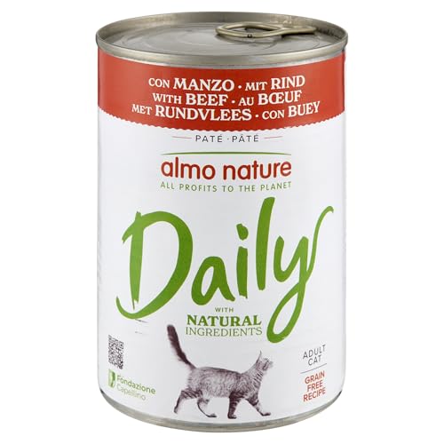 Almo Nature Daily Grain Free Katzenfutter mit Rind Alleinfutter für Erwachsene Katzen,Nassfutter- 24er Pack (24 x 400 g) von almo nature