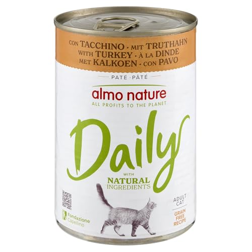 Almo Nature Daily Grain Free Katzenfutter mit Truthahn Alleinfutter für Erwachsene Katzen,Nassfutter- 24er Pack (24 x 400 g) von almo nature