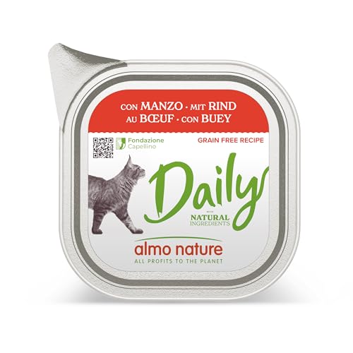 Almo Nature Daily Katzenfutter mit Rind, Alleinfutter für Katzen, Nassfutter 32er Pack (32 x100g) von almo nature