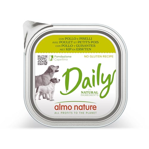 almo nature Daily Nassfutter für Hunde mit Huhn und Erbsen, Ohne Gluten 9er Pack (9x300 g) von almo nature