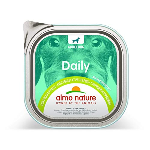 almo nature Daily Nassfutter für Hunde mit Huhn und Erbsen, Ohne Gluten 9er Pack (9x300 g) von almo nature