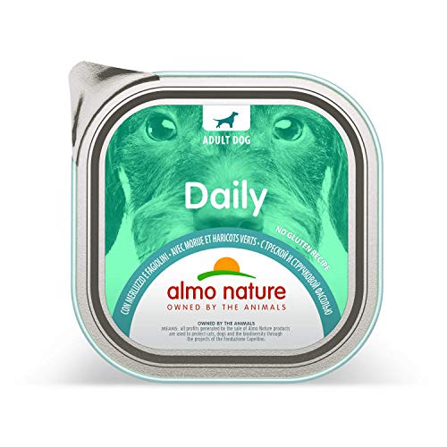 Almo Nature Daily Nassfutter für Erwachsene Hunde mit Kabeljau und Gartenbohnen - Aluschale 300 g. von almo nature