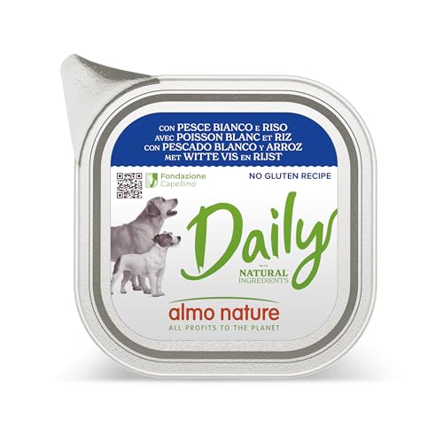 Almo Nature Daily Nassfutter für Erwachsene Hunde mit Weißfisch und Reis - Aluschale 100 g. von almo nature