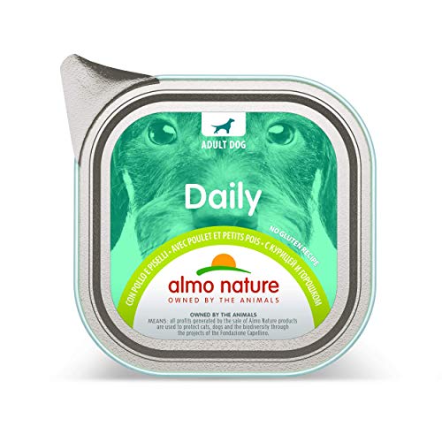 almo nature Daily Nassfutter für Hunde mit Huhn und Erbsen Ohne Gluten 32er Pack (32x100 g) von almo nature