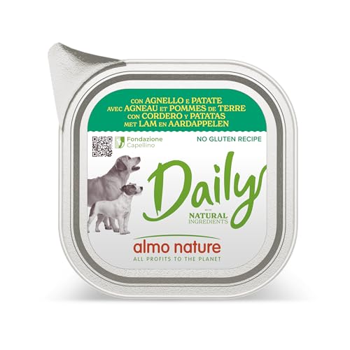 almo nature Daily Nassfutter für Hunde mit Lamm und Kartoffeln Ohne Gluten 32er Pack (32x100 g) von almo nature