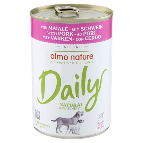 almo nature Daily Nassfutter für Hunde mit Schwein- 24er Pack (24 x 400 g) von almo nature