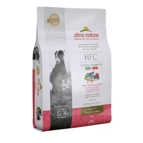 almo nature HFC Adult Dog M/L - 100% Frischer Lachs - Komplett-Trockenfutter für ausgewachsene Hunde, mittelgrosser/grosser Rassen 8 Kg von almo nature