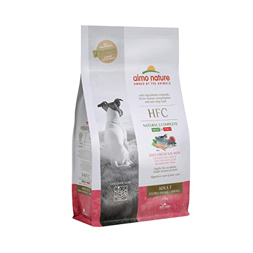 almo nature HFC Adult Dog XS/S 100% Frischer Lachs - Komplett-Trockenfutter für ausgewachsene Hunde Kleiner Rassen 1.2 Kg von almo nature
