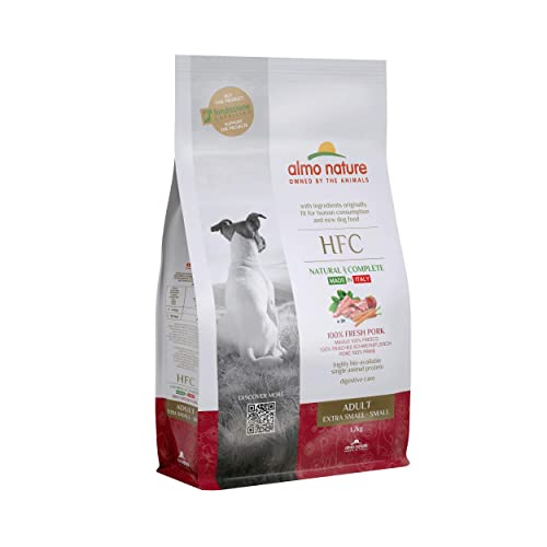 almo nature HFC Adult Dog XS/S 100% Frisches Schweinefleisch- Komplett-Trockenfutter für ausgewachsene Hunde Kleiner Rassen 1.2 Kg von almo nature