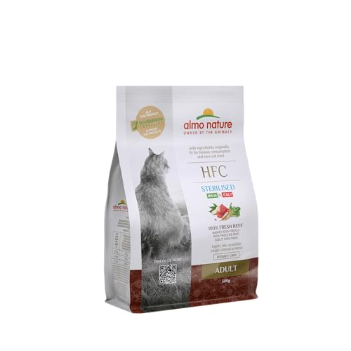 Almo Nature HFC Adult Sterilized - Trockennahrung für Katzen mit frischem Rind ursprünglich Lebensmittelqualität und werden jetzt für Katzennahrung verwendet von almo nature