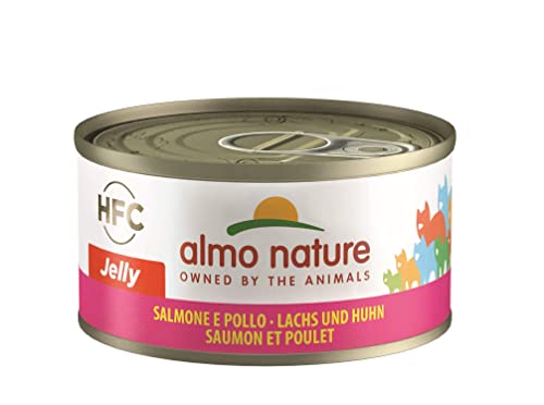 Almo Nature HFC Jelly Katzenfutter nass -Lachs und Huhn 24er Pack (24 x 70g) von almo nature