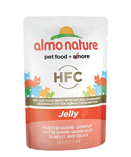 almo nature HFC Jelly -Lachsfilet Katzenfutter nass 24er Pack (24 x 55g), 1er Pack (1 x 1.7 kilograms) von almo nature