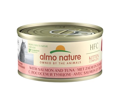 almo nature HFC Katzennassfutter komplett für Kätzchen mit Lachs & Thunfisch – (Packung mit 24 Dosen à 70 g) von almo nature