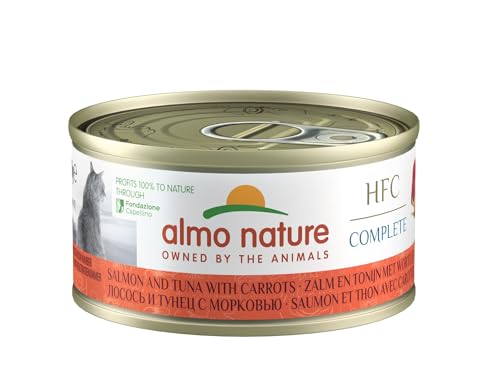 almo nature HFC Katzennassfutter komplett mit Lachs, Thunfisch und Karotten, 24 Dosen à 70 g von almo nature