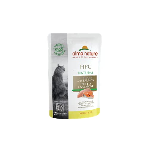 almo nature HFC Natural Katzenfutter nass - mit Huhn und Lachs, 24er Pack (24 x 55 g) von almo nature