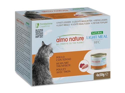 Almo Nature HFC Natural Light Meal - Huhn & Thunfisch - Nassfutter für ausgewachsene Katzen - 4 Dosen à 50g von almo nature
