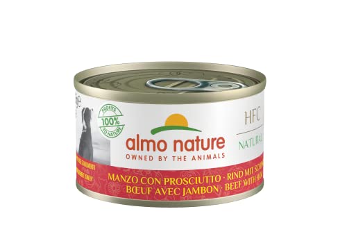 Almo Nature HFC Natural - Nassnahrung für Hunde mit Rind mit Schinken ursprünglich Lebensmittelqualität und Werden jetzt für Hundenahrung erwendet. von almo nature