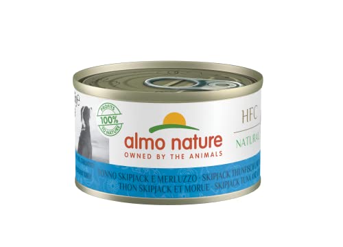 Almo Nature HFC Natural -Nassnahrung für Hunde mit Skip Jack Thunfisch + Kabeljau ursprünglich Lebensmittelqualität und Werden jetzt für Hundenahrung erwendet. von almo nature