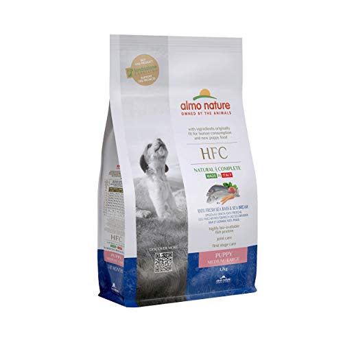 Almo Nature HFC Puppy M/L - 100% Frischer Wolfsbarsch und Goldbrassen - Komplett-Trockenfutter Für Welpen & Junghunde - mittelgrosser/grosser Rassen 1.2Kg von almo nature