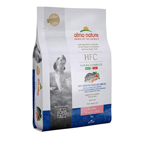Almo Nature HFC Puppy M/L - 100% Frischer Wolfsbarsch und Goldbrassen - Komplett-Trockenfutter Für Welpen & Junghunde - mittelgrosser/grosser Rassen 8 Kg von almo nature