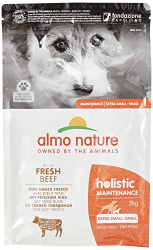 almo nature Holistic Dog Erwachsene kleine Hunde Trockenfutter Rind und Reis 2kg von almo nature