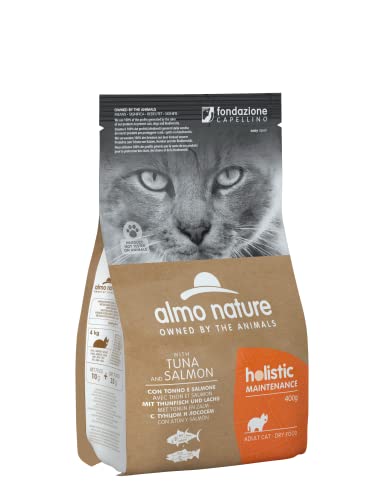 almo nature Holistic Maintenance Trockenfutter für Erwachsene Katzen mit Thunfisch und Lachs, 400 g Sack. von almo nature