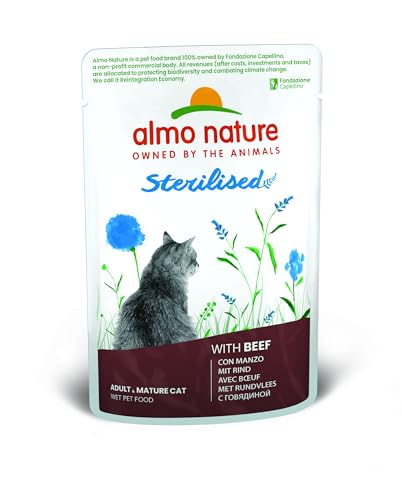 Almo Nature Holistic Sterilised Katzenfutter, Nassfutter für ausgewachsene Katzen mit Rind. 30er Pack (30 x 70g) von almo nature