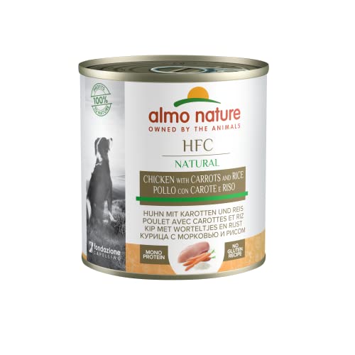 Almo Nature HFC Natural - Nassnahrung für Hunde mit Huhn mit Karotten und Reis ursprünglich Lebensmittelqualität und werden jetzt für Hundenahrung erwendet. von almo nature