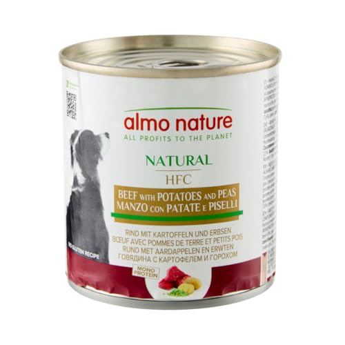 Almo Nature HFC Natural -Nassnahrung für Hunde mit Rind mit Kartoffeln und Erbsen ursprünglich Lebensmittelqualität und werden jetzt für Hundenahrung erwendet. von almo nature