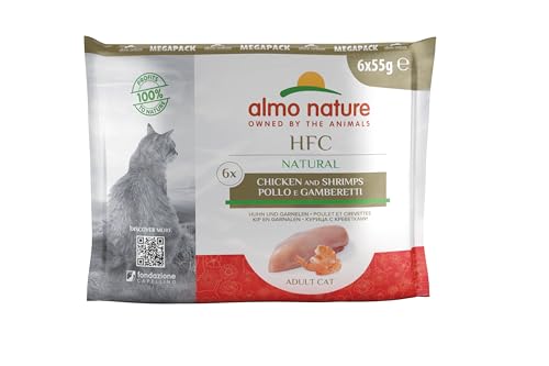 Almo nature HFC Natural Megapack Katzenfutter nass HFC Natural - Huhn und Garnelen 6 x 55g, 6er Pack (6 x 55g) von almo nature