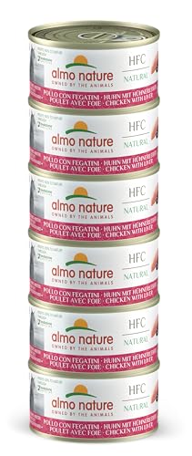 Almo Nature HFC Natural - Nassfutter für ausgewachsene Katzen - Huhn & Leber - Human Grade, Glutenfrei - 6 x 70g von almo nature