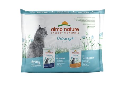 Almo Nature Multipack Holistic Urinary Help - 3 x Mit Fisch - 3 x Mit mit Huhn. Alleinfutter für Erwachsene Katzen,Nassfutter 6er Pack (6x70g) von almo nature