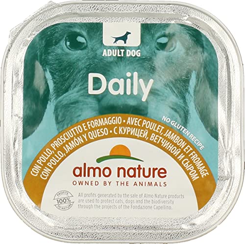 almo nature Tagesmenü Pastete für Hunde ohne Getreide mit Huhn, Schinken und Käse, 300 g von almo nature