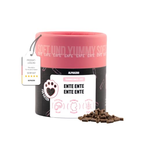 alphazoo Ente Ente Ente Ente 65g I Softe Leckerli Sticks Ente für Katzen I Extra fleischig, Getreidefrei, Zuckerfrei I Natürliche Katzensnacks I Gesunde Katzenleckerlies zur Belohnung Saftiger Snack von alphazoo